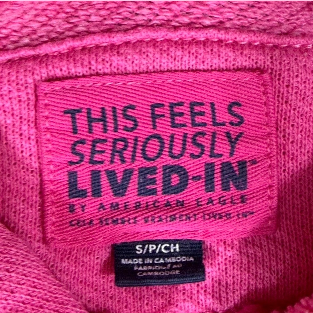 American Eagle Pink Cropped Zip Hoodie Small | Barbiecore Y2K cozy - Picture 4 of 6